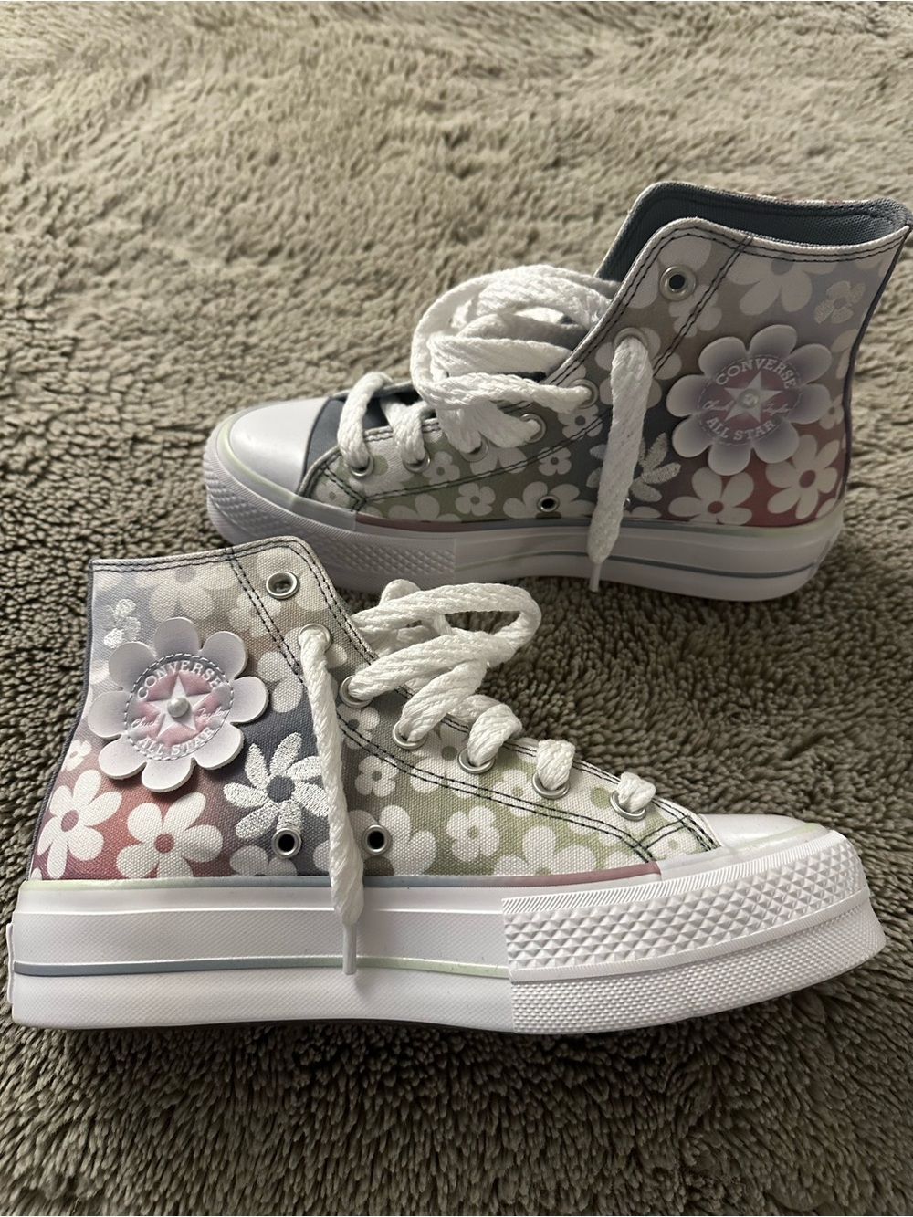 Converse High-Top Floral Platform Sneakers - Pastel Multi 7.5 NWOT